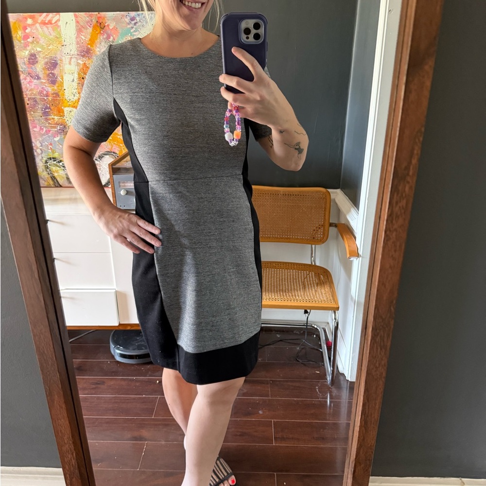 J. Crew Heather Gray and Black Dress
